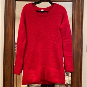 Red Tunic Style Cashmere Sweater